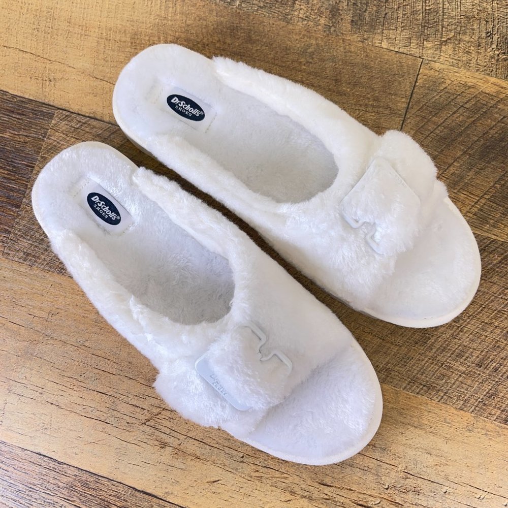 Dr. Scholl's Shoes Women's Staycay OG Slipper Tofu White Faux Fur Size 8 - Picture 3 of 12